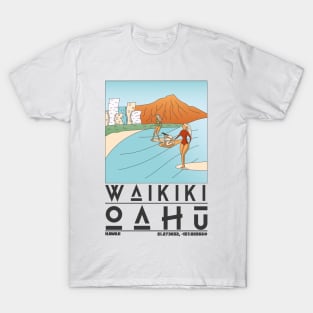 Waikiki, Oahu, Hawaii Retro Travel T-Shirt